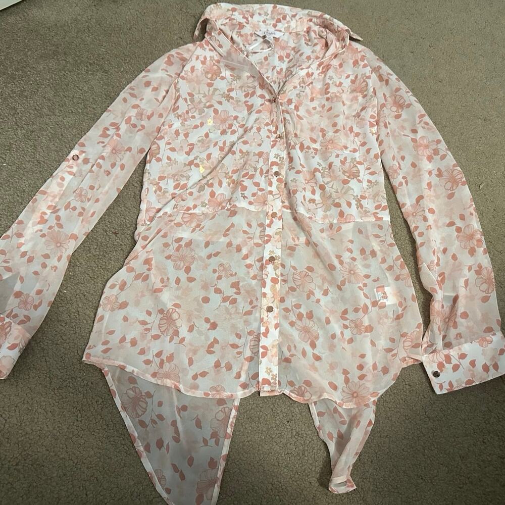 Candies 3/4 Sleeve Sparkly Floral Blouse - SZ XS